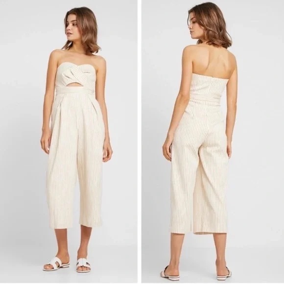 Topshop Cream Strapless Jumpsuit - Picture 3 of 6